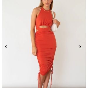 Hussh & Co Elaine Midi Dress - Melon